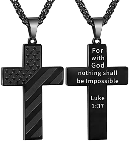 DuoDiner 18+2" Cross Necklace for Men Boys Christian Confirmation Gifts by Duodiner