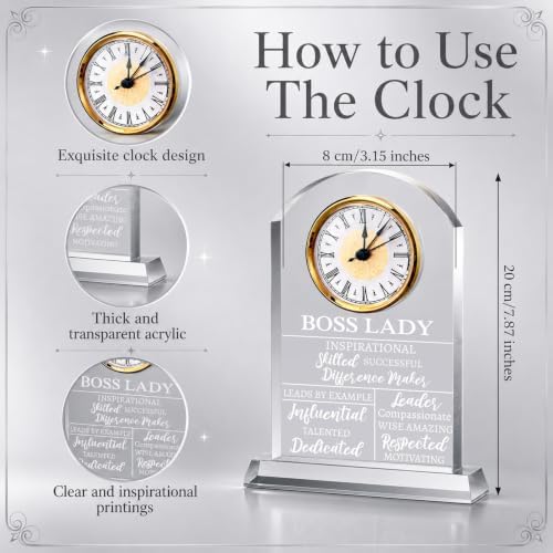 Landical Lady Boss Gifts Acrylic Boss Clock Gifts for Leader Women Female - Image 2