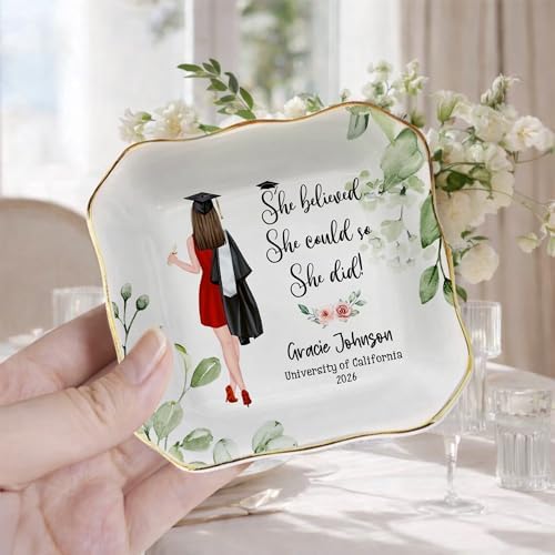 Personalized Graduation Gifts Ceramic Dish, Customized High School Graduate 2026 Gift, Custom Grad Gifts for Daughter Granddaughter 2027 - Image 2