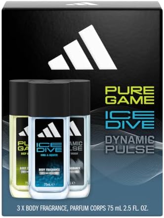 adidas Giftset Pure Game, Ice Dive and Dynamic Pulse Body Fragrance (75ml, 2.5fl oz), for him, Notes of Rosemary, Lemon, Peppermint, and Grapefruit, Men's Fragrance, Long Lasting, Sporty Fragrance - Image 2