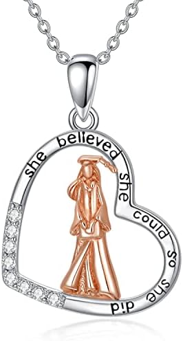 AOBOCO 2026 Graduation Gifts for Her, 925 Sterling Silver She Believed She Could So She Did Pendant Necklace College Graduation Jewelry for Women Her Daughter by AOBOCO