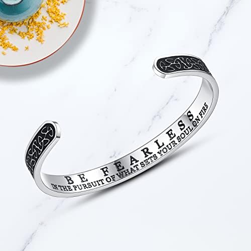 TONY & SANDY Inspirational Bracelets for Women Teen Girls Personalized Gifts for Daughter Granddaughter Mom Sister Friends Stainless Steel Engraved Cuff Birthday Easter Christmas - Image 3