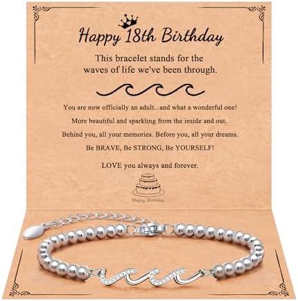 QWNHONEY Waves of Life Bracelet Inspirational Birthday Gifts for Bestie Sister 16th 18th 21st 30th 40th 50th 60th Birthday Gifts for Women by QWNHONEY