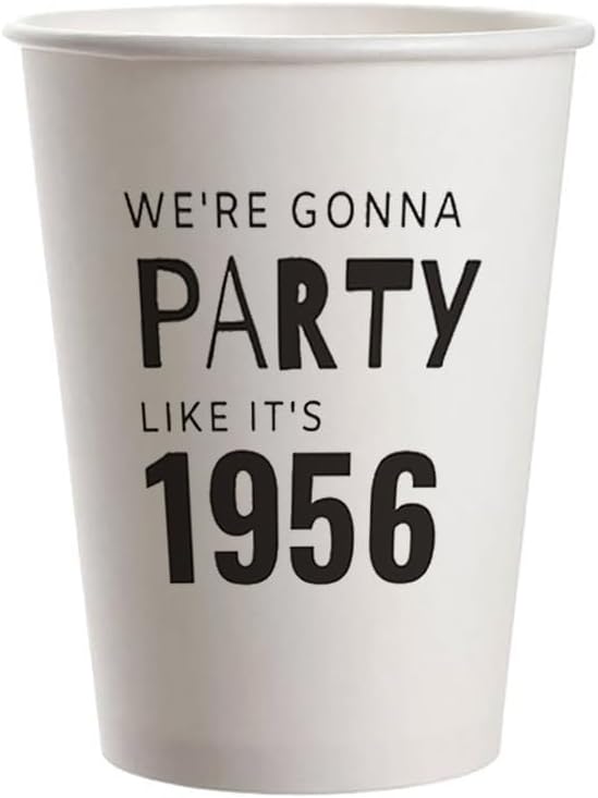 SharkBliss 1956 70th Birthday Party Cups 9oz Black 20 Pack for Him Her – Party Like It's 1956