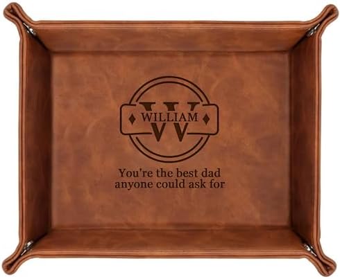 Personalized Engraved Leather Tray for Him – PU Valet Leather Catchall Organizer for Men, Father's Day Custom Gift, Organizer for Dresser, Desk, Nightstand – Custom Men Travel Valet Tray by CustomEmpire