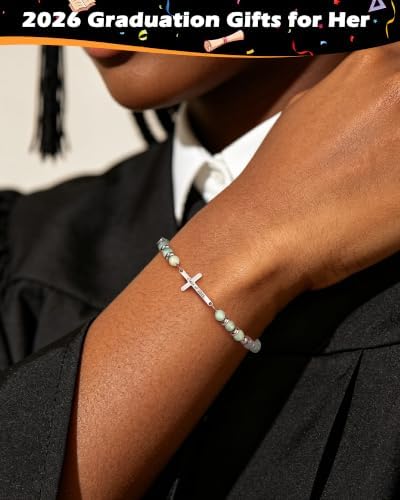 Gifts for Women Faith Cross Bracelet, Unique Amazonite Bracelets for Women - Image 3
