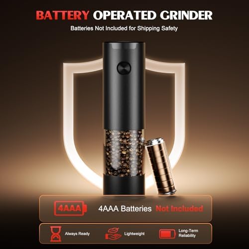 Electric Salt and Pepper Grinder Set Automatic Grinder for Kitchen Battery Pepper Mill Shakers Adjustable Coarseness Upgraded Larger Capacity with Led Gifts for Mom - Image 3