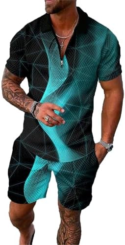 BIRW Men‘s Track Suits 2 Piece Summer Short Sets Outfits Fashion Polo Shirt Casual Short Sleeve and Shorts set by BIRW