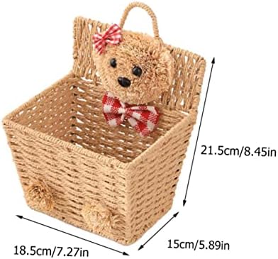 Cartoon Bear Hanging Basket Willow Wicker Organizer for Office Hotel - Image 2
