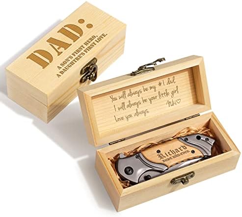 Gifts For Dad, Engraved Pocket Knife With Box, Personalized Custom Knives, Dad Gifts From Daughter Son For Fathers Day, Christmas, Birthday, Thanksgiving Day (Various Designs) by PersonalizedknifegiftsformenintheUSA