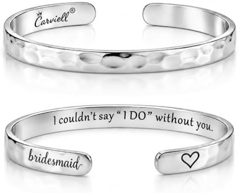 Carviell Bracelets for Women – 100+ Meaningful Engraved Messages – Solid 316L Surgical Stainless Steel Cuff Bracelet – Gift Ready by Carviell