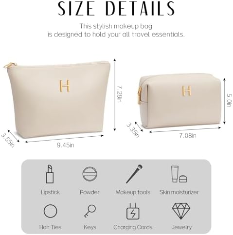 Gifts for Women Girls Personalized Initial Travel Makeup Bag - Image 4