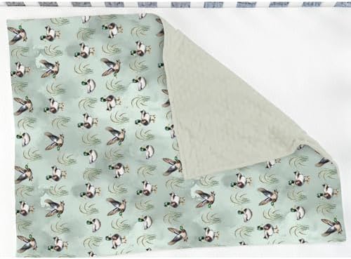Vintage Mallard Duck Baby Blankets for Girl Boy Hunting Duck Green Leaves Soft Mink Dotted Backing Double Layer Swaddle Receiving Blanket Wild Ducks Bed Throw for Newborn Infant Toddler Nursery 30x40 - Image 3