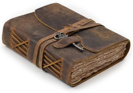 LEATHER VILLAGE Vintage Journal Key Lock, Distressed Brown 10x7. by LeatherVillage