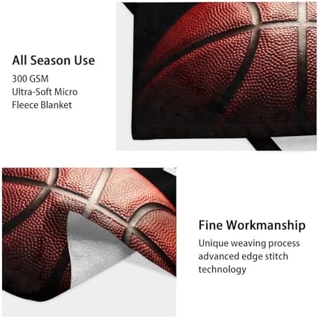 Mercuryelf Custom Basketball Throw Blanket - Soft, Fuzzy & Warm - 50x60 Inches Flannel Blankets for Living Room, Sofa - Black Sports Throws Gift for Teens - Image 4