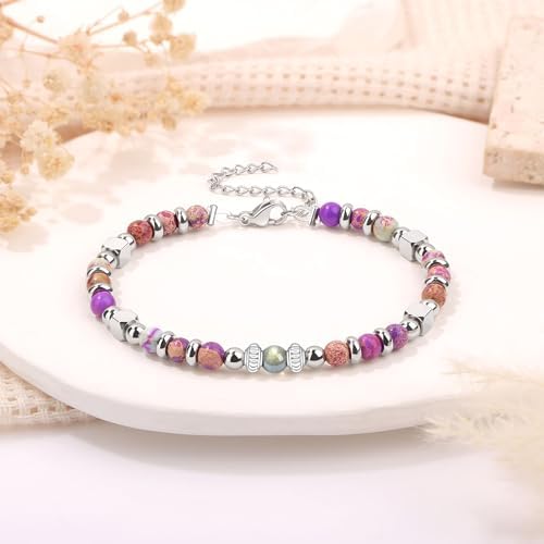 Gifts for Women Moonstone Bracelet, Amazonite Imperial Jasper Bracelets - Image 5