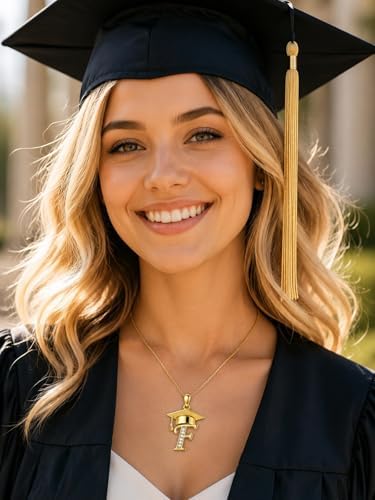 Graduation Gifts for Women, 18K Gold Graduation Initial Necklace A-Z, Inspiring Grad Pendant Necklace Present, College Seniors High School Graduations Jewelry Gifts - Image 5