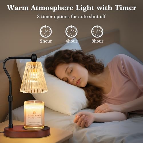Imenlox Candle Warmer Lamp, with Remote Control, Timer & Dimmer, Adjustable Height, Christmas Birthday Mothers Day Gifts for Women Mom Her, House Warming New Home Thanksgiving Décor (Brown RC) - Image 3