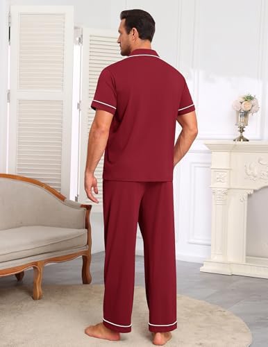 Ekouaer Men's Cotton Pajama Set Short Sleeve Button Down Sleepwear Pjs - Image 6