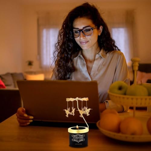 Curimama Lavender Soy Candle with Rotating Hummingbird - Image 3