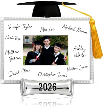 JUSTOTRY Class of 2026 Graduation Picture Frame - Silver Metal Graduation Gifts for High School College, Signature Frame for 4x6 Photo, Graduation Guest Book Alternative, Senior 2026 Graduation Party Decorations & Keepsake by JUSTOTRY