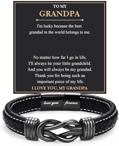 Love You Forever Infinity Leather Bracelet Gifts for Men Him Teen Boys by FIEEFX