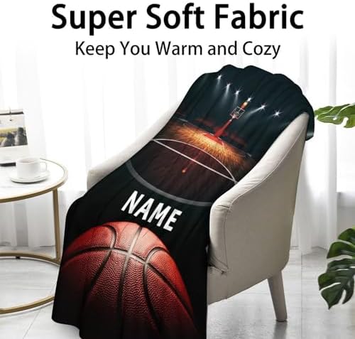 Mercuryelf Custom Basketball Throw Blanket - Soft, Fuzzy & Warm - 30x40 Inches Small Blankets for Lap, Crib - Black Sports Throws Gift for Basketball Lovers - Image 2