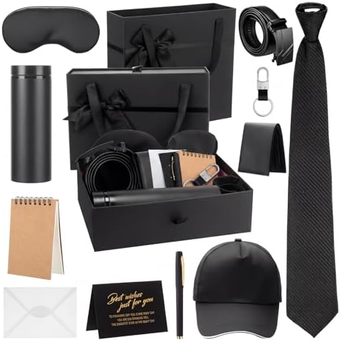 AmazingSpark 12 Pcs Men Gift Basket Tumbler Wallet Hat,Ribbon Bow Gift Box by Unknown