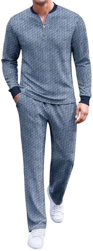 COOFANDY Men's 2 Piece Tracksuit Set Polo Athletic Sweatsuit Quarter Zip Jogging Long Sleeve Casual Sports Outfits by COOFANDY