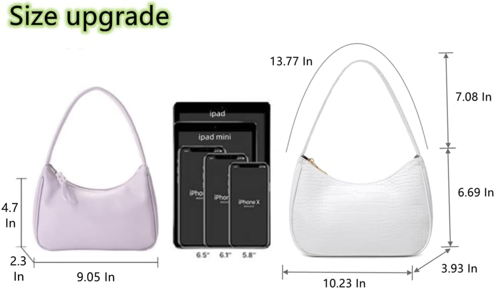 Shoulder Bags for Women, Cute Hobo Tote Handbag Mini Clutch Purse with Zipper Closure
