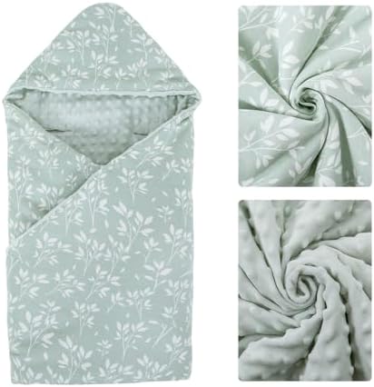 HOUSBAY Baby Blanket Newborn Blanket with Hooded Windproof Go Outside Warm Portable Swaddle Wrap in Basket Baby Safety Seats (Light Green) - Image 5