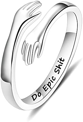 Yesteel S925 Sterling Silver Hug Ring for Women Teen Girls, Adjustable Ring Jewelry Mothers Day Birthday Gifts for Daughters Mom Sister Wife Friends Grandma by YESTEELJEWELRY