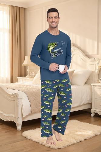 PrinStory Men's Pajama Sets Loungewear Sleepwear Pjs Lightweight Long Sleeve Shirts & Bottoms Soft Comfy Sleep Sets S-2XL - Image 5