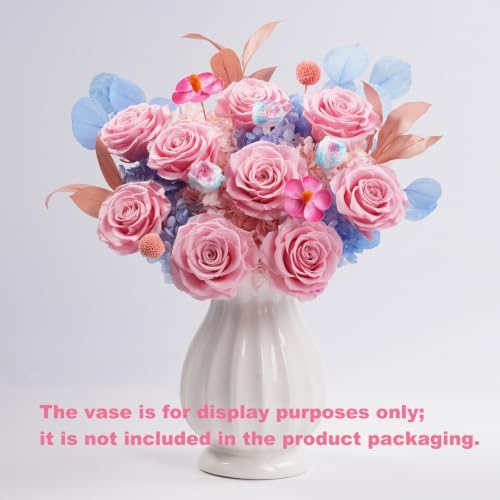 Lovenfold Flowers for Delivery Preserved Flowers Bouquet 9 Roses Bouquet,birthday Gifts for Women Mom Grandma(9 Pink Roses) - Image 4