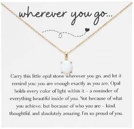 2026 Graduation for Her Opal Necklace , Graduation Decorations Necklace for Women Middle High School College Graduates,18K Gold/Silver Plated Opal Graduation Necklace with Greeting Card and Gift Box by KUAUTD