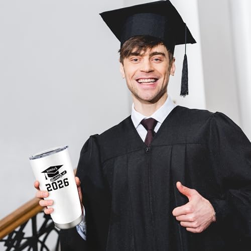 2026 Graduation Gift for Her Him - Senior Class of 2026 Gifts - 20 oz Stainless Steel Tumbler With Lid & Straw - High School/College/Master Degree/PHD Gradution Gifts - Image 4