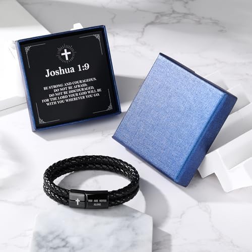 Christian Bracelet for Men, Bible Verse Leather Cross Gift for Men - Image 5