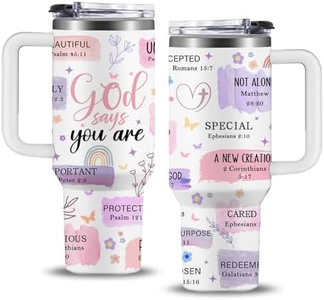 Christian Gifts for Women, 40 oz God Says You Are Tumbler with Handle, Inspirational Religious Birthday Gifts for Faith Cup, Christian Spiritual Catholic Jesus Bible Pastor Prayer Gifts for Christmas by NIAXAUYT