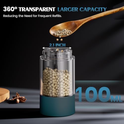 Electric Salt and Pepper Grinder Set Automatic Battery Pepper Mill Shakers Adjustable Coarseness Upgraded Larger Capacity with Led Home and Kitchen Appliances(Teal) - Image 4