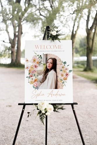 Personalized Black Bow Graduation Party Welcome Sign with Photo, Grad Sign, Graduation Decorations Party, Class of 2026 Welcome Poster, Senior Party Sign, Graduation Celebration Sign#09 by CENOVACY