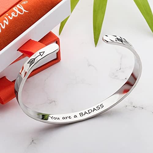 Carviell Bracelets for Women – 100+ Meaningful Engraved Messages – Solid 316L Surgical Stainless Steel Cuff Bracelet – Gift Ready - Image 3