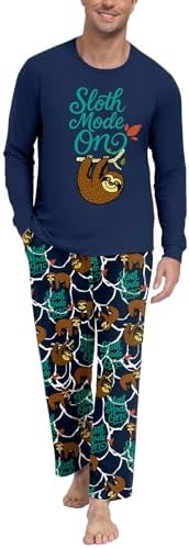 PrinStory Men's Pajama Sets Loungewear Sleepwear Pjs Lightweight Long Sleeve Shirts & Bottoms Soft Comfy Sleep Sets S-2XL by PrinStory