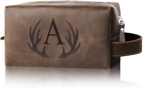 Personalized Cool Gifts Toiletry Bag for Men Engraved Initial by Aganmi