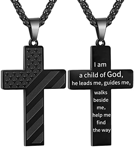 DuoDiner 18+2" Cross Necklace for Men Boys Christian Confirmation Gifts by Duodiner