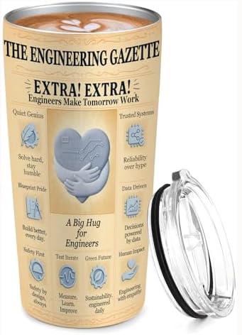 Engineer Gifts 20oz Insulated Tumbler, Newspaper-Inspired Blueprint & Circuit Design, Stainless Steel Travel Mug with Lid, for Men & Women, Students, Graduation, PE/EIT, Retirement, Appreciation - Image 2