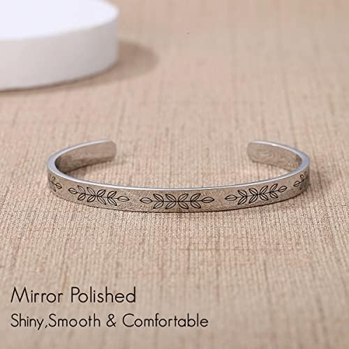 TONY & SANDY Inspirational Bracelets for Women Teen Girls Personalized Gifts for Daughter Granddaughter Mom Sister Friends Stainless Steel Engraved Cuff Birthday Easter Christmas - Image 2