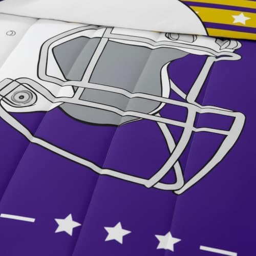 Erosebridal Football Themed King Size Comforter Set - Gridiron Sports Bedding Sets for Boys Adults, Inspired by Purple Gold Fans Team Colors | Classic Rugby Game Down Comforter, Football Fan Gifts - Image 5