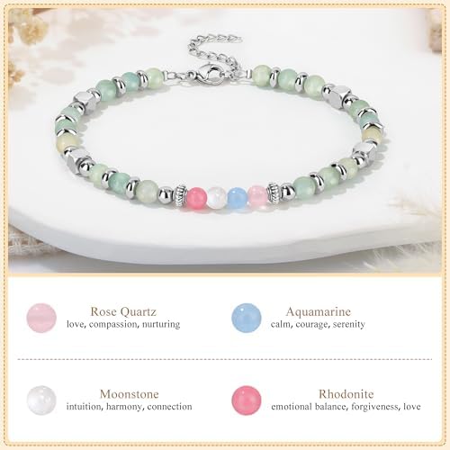 Gifts for Women Moonstone Bracelet, Amazonite Imperial Jasper Bracelets - Image 3