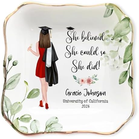 Personalized Graduation Gifts Ceramic Dish, Customized High School Graduate 2026 Gift, Custom Grad Gifts for Daughter Granddaughter 2027 by ZISOL26HZ