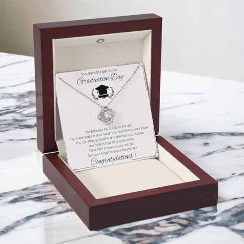 VIRAGIL 2023 Graduation Gifts for Her, Class of 2024 Love Knot Sterling Silver Pendant Necklace Senior College Graduation Jewelry Gifts for Girl Daughter - Image 5